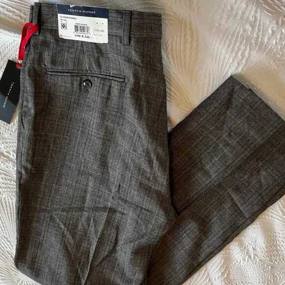 Men's Tommy Hilfiger Grey Glen Plaid Tyler Suit Separate Pant Size 34Lx32L NWT - Picture 1 of 5